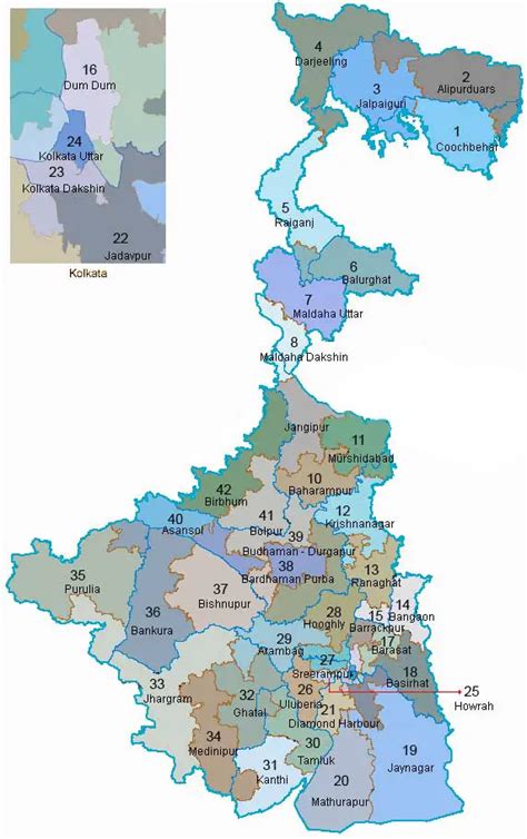 Districts Map West Bengal - Mapsof.Net