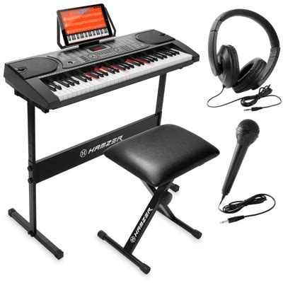 Hamzer 61 Key Keyboard Piano With Lighted Keys, Microphone & Key Labels - Set For Beginners : Target