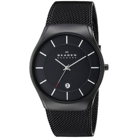 Shop Skagen Men's Black Titanium Mesh Strap Watch - Free Shipping Today ...