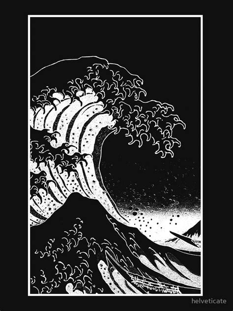 Black & White Hokusai Great Wave Essential T-Shirt by helveticate in 2021 | Dark wallpaper, Art ...