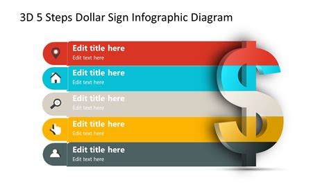 3D 5 Steps Dollar Sign Infographic Diagram - SlideModel