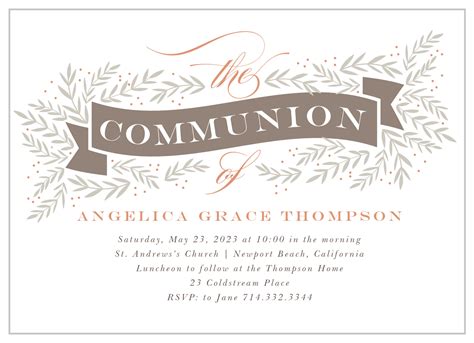 Elegant Scroll Communion Invitations by Basic Invite