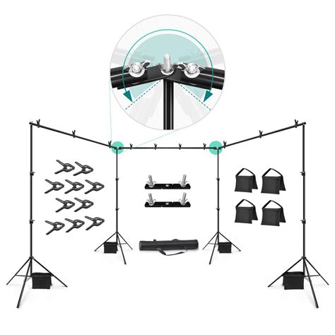 Julius Studio 30 feet Max Crossbar, 250° Rotatable Angle, Triple Wide Telescopic Backdrop Stands ...