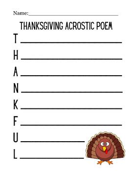 Thanksgiving Acrostic Poem by Living the SPED Life | TPT