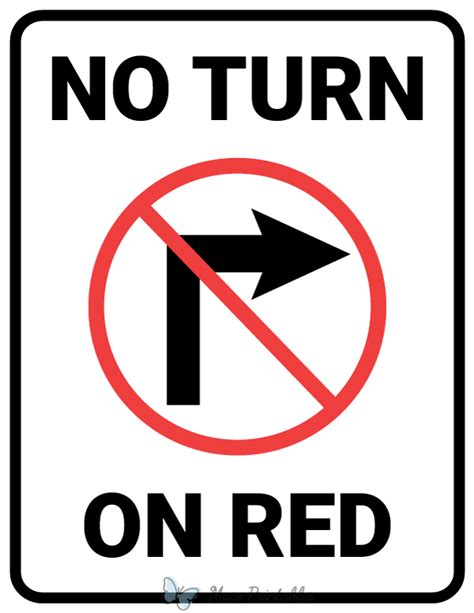 Printable No Turn on Red Sign