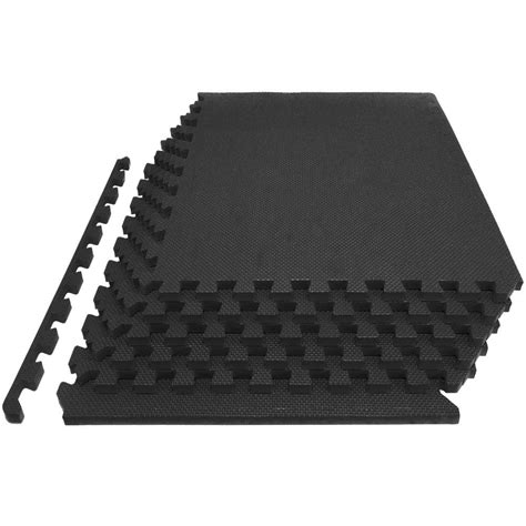 PROSOURCEFIT Extra Thick Exercise Puzzle Mat Black 24 in. x 24 in. x 1 ...