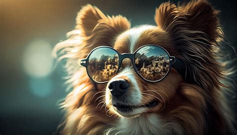 Free Photo | Cute dog with sunglasses posing for portrait generative AI