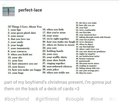 Cute 52 Things I Love About You List | Creative Gifts for Boyfriend