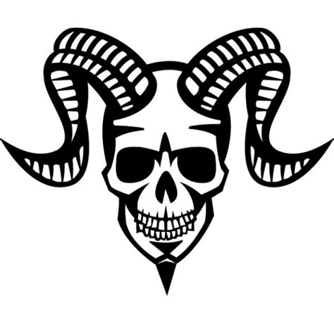 Free Vector | Smiling skull with ram horns