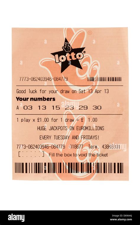 A Lotto lottery ticket on a white background Stock Photo - Alamy