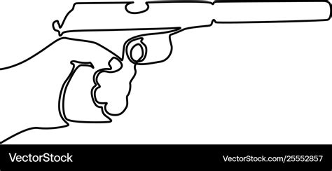 Continuous line drawing hand holding gun Vector Image