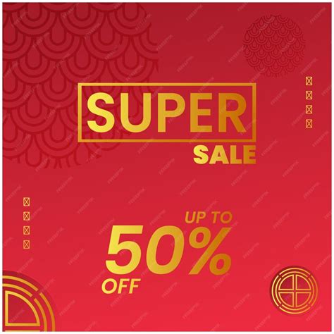 Premium Vector | Gold and red super sale modern banner design template