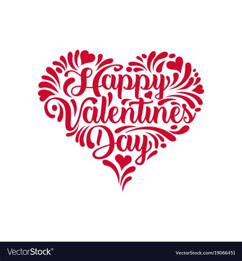 Happy valentines day calligraphy in heart shape Vector Image