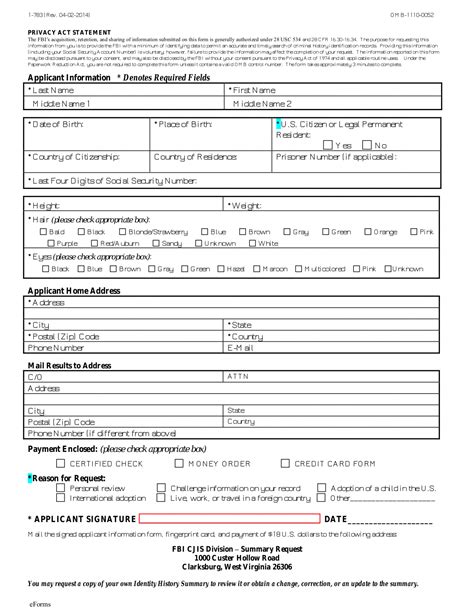 Free FBI Criminal Background Check (Form 1-783) - PDF – eForms