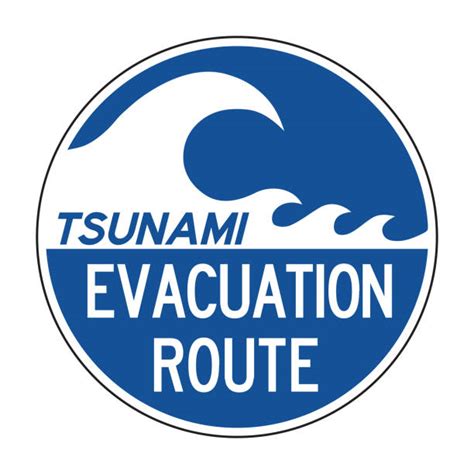 Tsunami Evacuation Route Sign Illustrations, Royalty-Free Vector ...