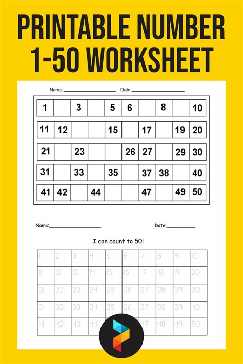 Printable Numbers 1 To 50 Worksheets