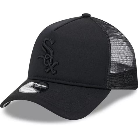 New Era Black Logo 9FORTY A Frame All Day Trucker Chicago White Sox MLB Black Trucker Hat ...