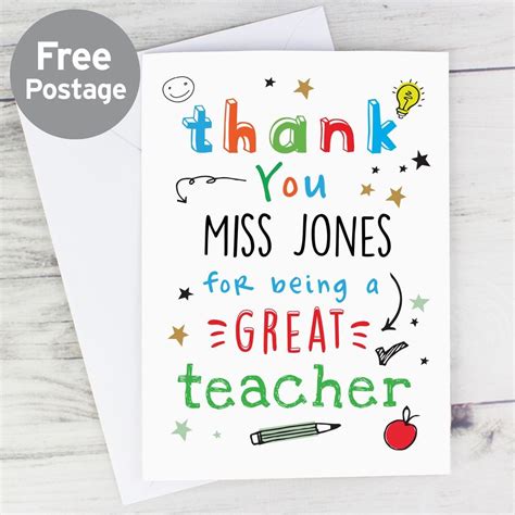 Personalised Thank You Teacher Card