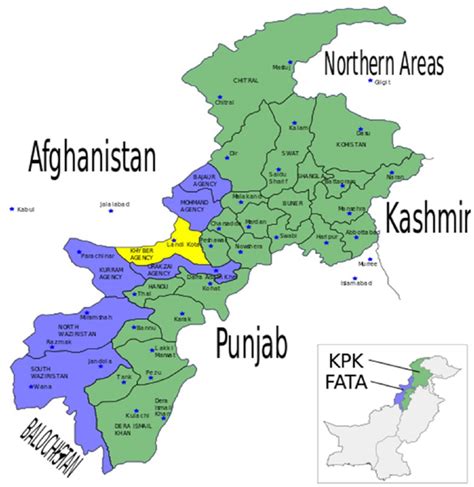 Map of KPK province and FATA, Pakistan. Note. KPK = Khyber Pakhtunkhwa ...