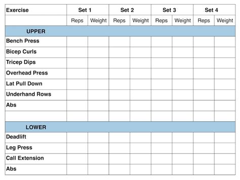 Exercise Program Template Excel