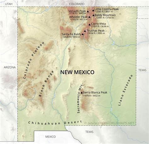 Mountain Ranges In New Mexico Map - Maps For You