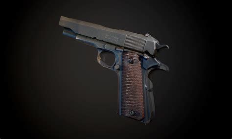 3D Game Asset Store - Gun Pistol with Alpha Map Seamless PBR Texture