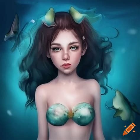 Realistic depiction of a cute mermaid underwater on Craiyon