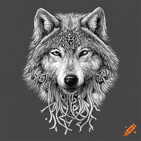 Wolf Face Stencil Tattoo