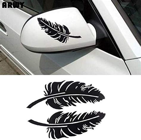 ARWY Car Sticker, New Feather Design 3D Decoration Sticker for Car Side Mirror Rearview,Black ...