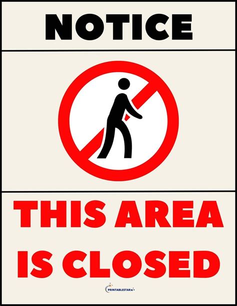 Area Closed Sign | FREE Download in 2023 | Closed signs, Printable ...