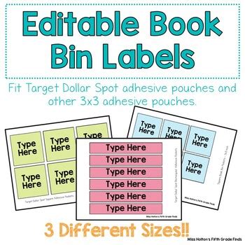 Editable Library Bin Labels - Three Label Sizes, Print and Go! | TPT