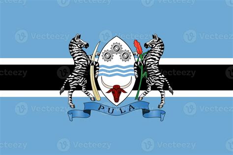 The official current flag and coat of arms of Republic of Botswana ...