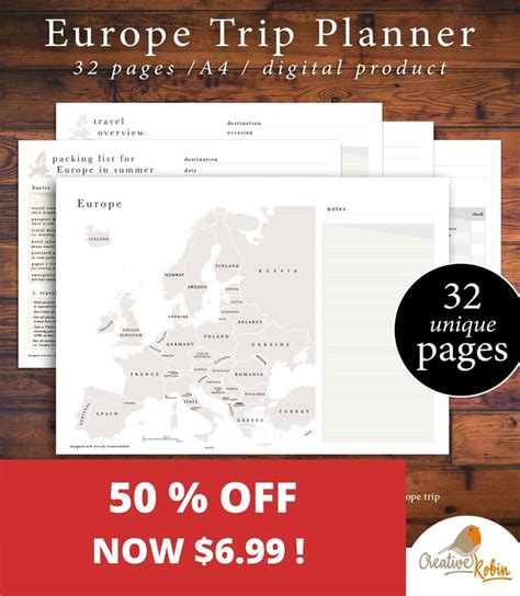 Printable TRAVEL PLANNER EUROPE Trip Planner Europe Map - Etsy | Europe ...