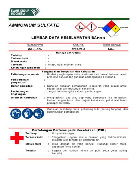 Resume MSDS Ammonium Sulfate | PDF