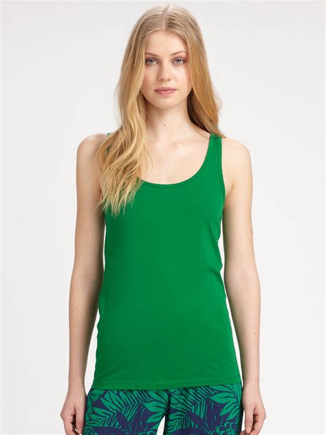 Dkny Cotton Tank Top in Green | Lyst