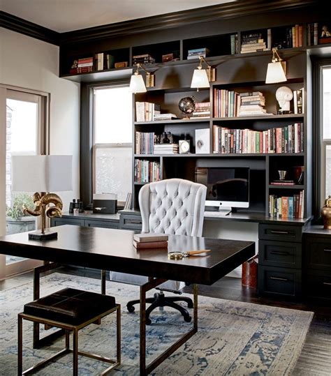 black built home office traditional with black office cabinets ... | Masculine home offices ...