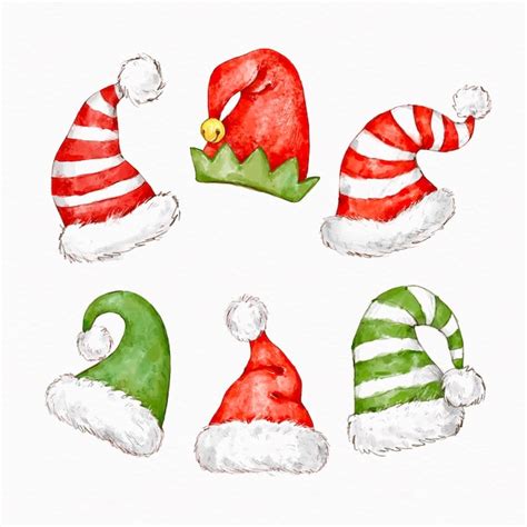 Free Vector | Watercolor santa's hat collection