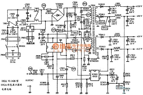 The power supply circuit diagram of DELL VI-1428 type SVGA color display - Power_Supply_Circuit ...