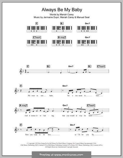 Always Be My Baby by J. Dupri, M. Seal, M. Carey - sheet music on MusicaNeo