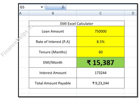 EMI Calculation for Loan Amount | Excel EMI Calculator