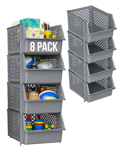 Skywin Plastic Stackable Storage Bins for Pantry - Stackable Bins For Organizing Food, Kitchen ...