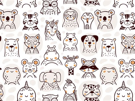 Cute Animals Seamless Pattern by Polina Apolinarias on Dribbble