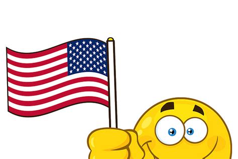 Emoji Face Waving An American Flag | Pre-Designed Illustrator Graphics ...