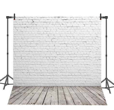 White Brick Wall Photography Backdrop Wood Floor Texture Photo | Etsy