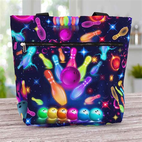 Bowling Neon Balls Pins Tote Bag - 84Hoods© Personalized Shoes, Shirts ...