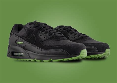 Lush Green Accents Bloom On The Nike Air Max 90 Black Chlorophyll