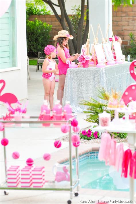 Kara's Party Ideas Flamingo Pool + Art Summer Birthday Party | Kara's ...