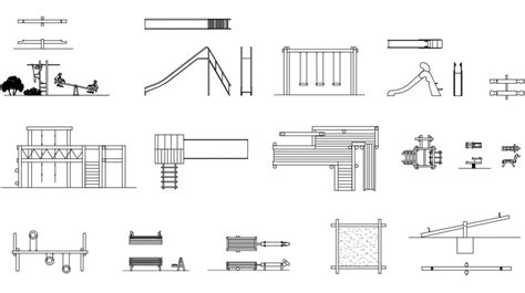 CAd drawings details of a playground for kids elevation - Cadbull