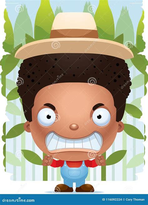 Angry Cartoon Boy Farmer stock vector. Illustration of kids - 116092224