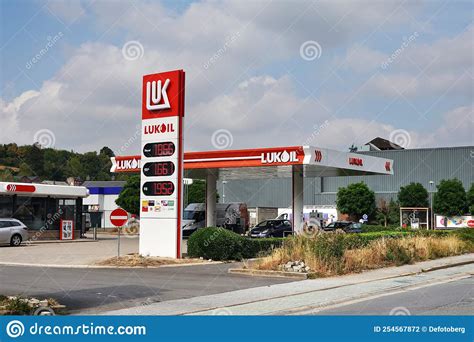 Lukoil filling station editorial photography. Image of building - 254567872